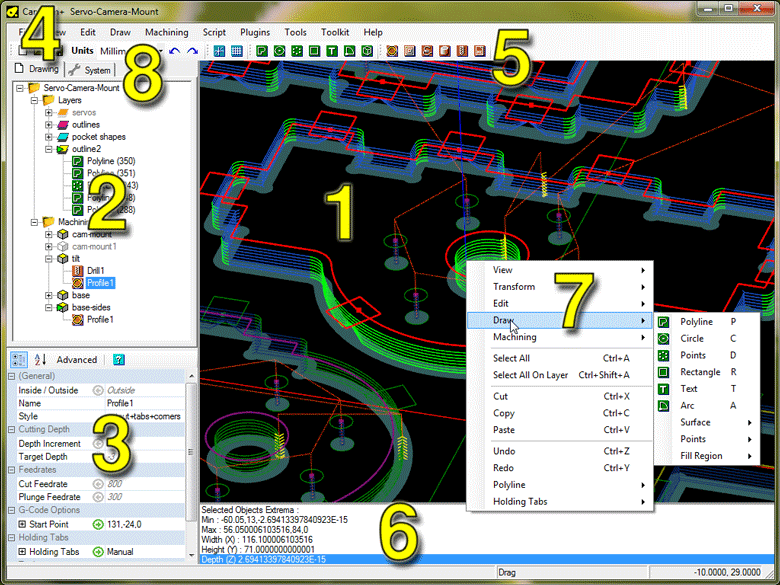CamBam user interface CamBam user interface